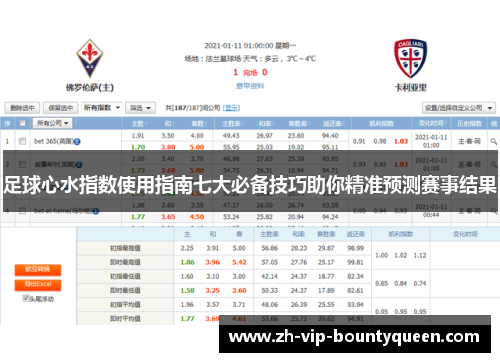 足球心水指数使用指南七大必备技巧助你精准预测赛事结果